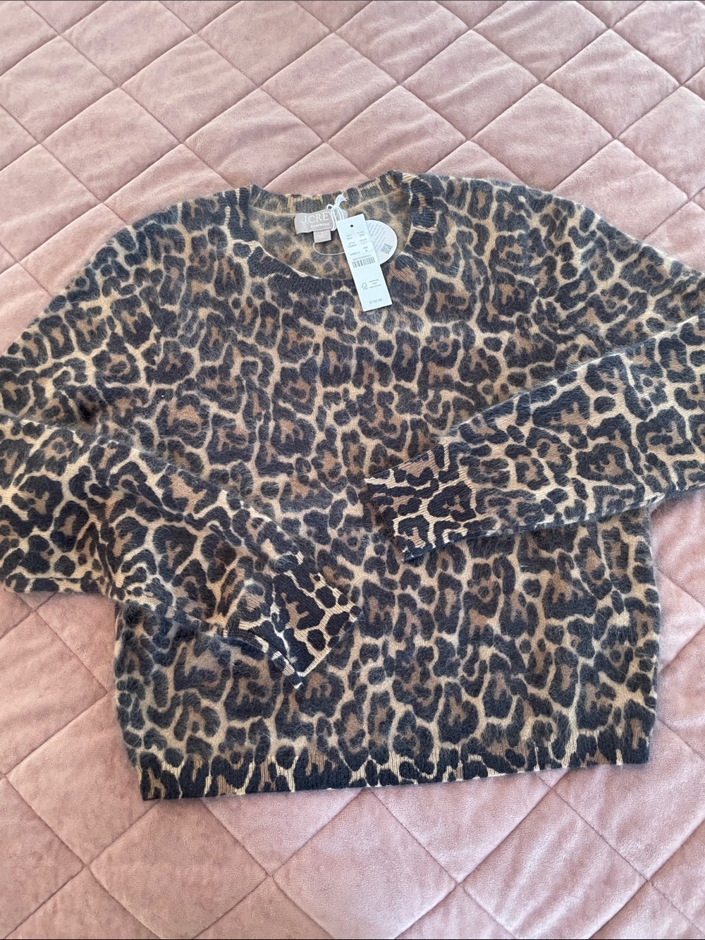 J. Crew Leopard-Print Pullover Sweater - cashmere Tan & Black